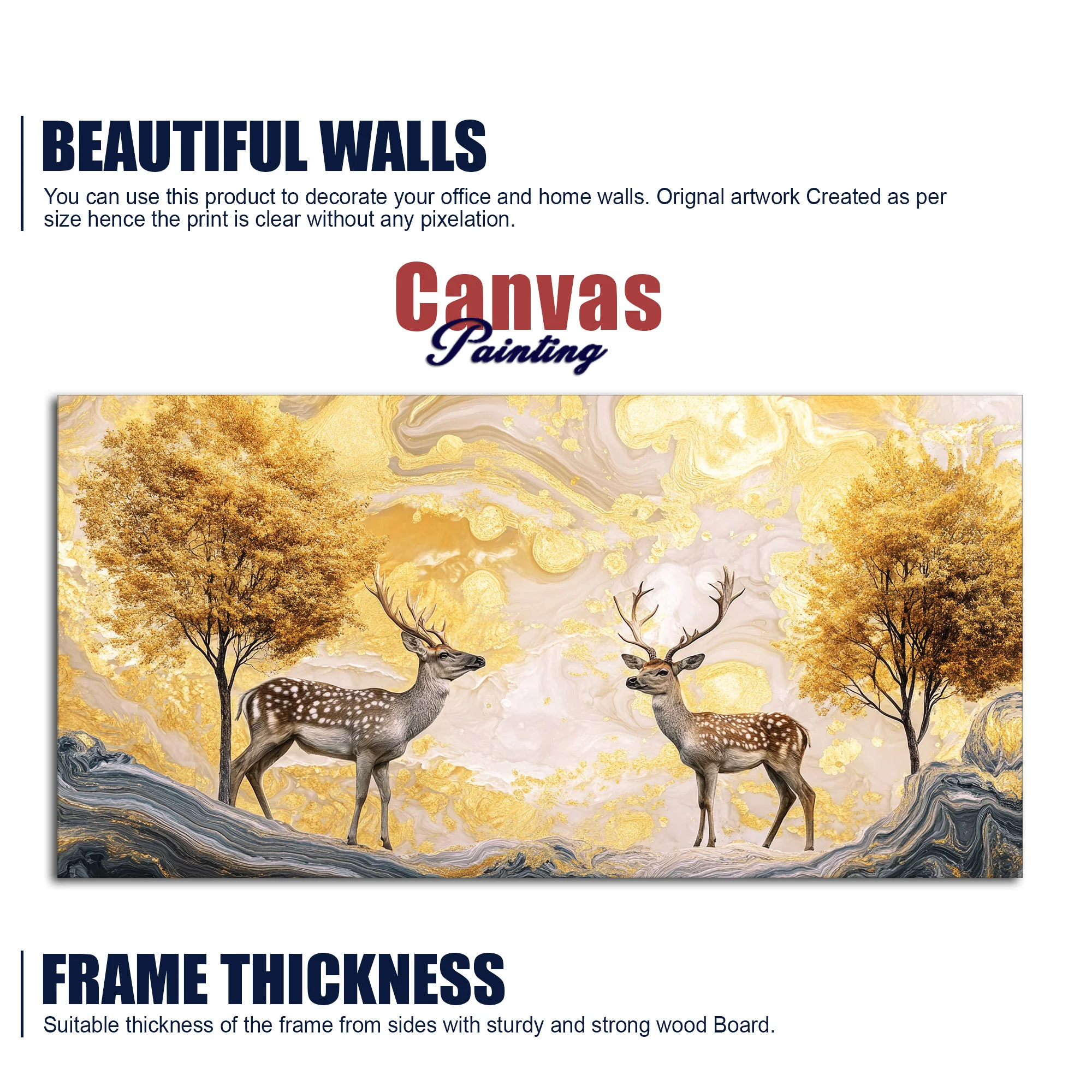 Modern Deer Nature Scenery Art Canvas Wall Painting - Image 6