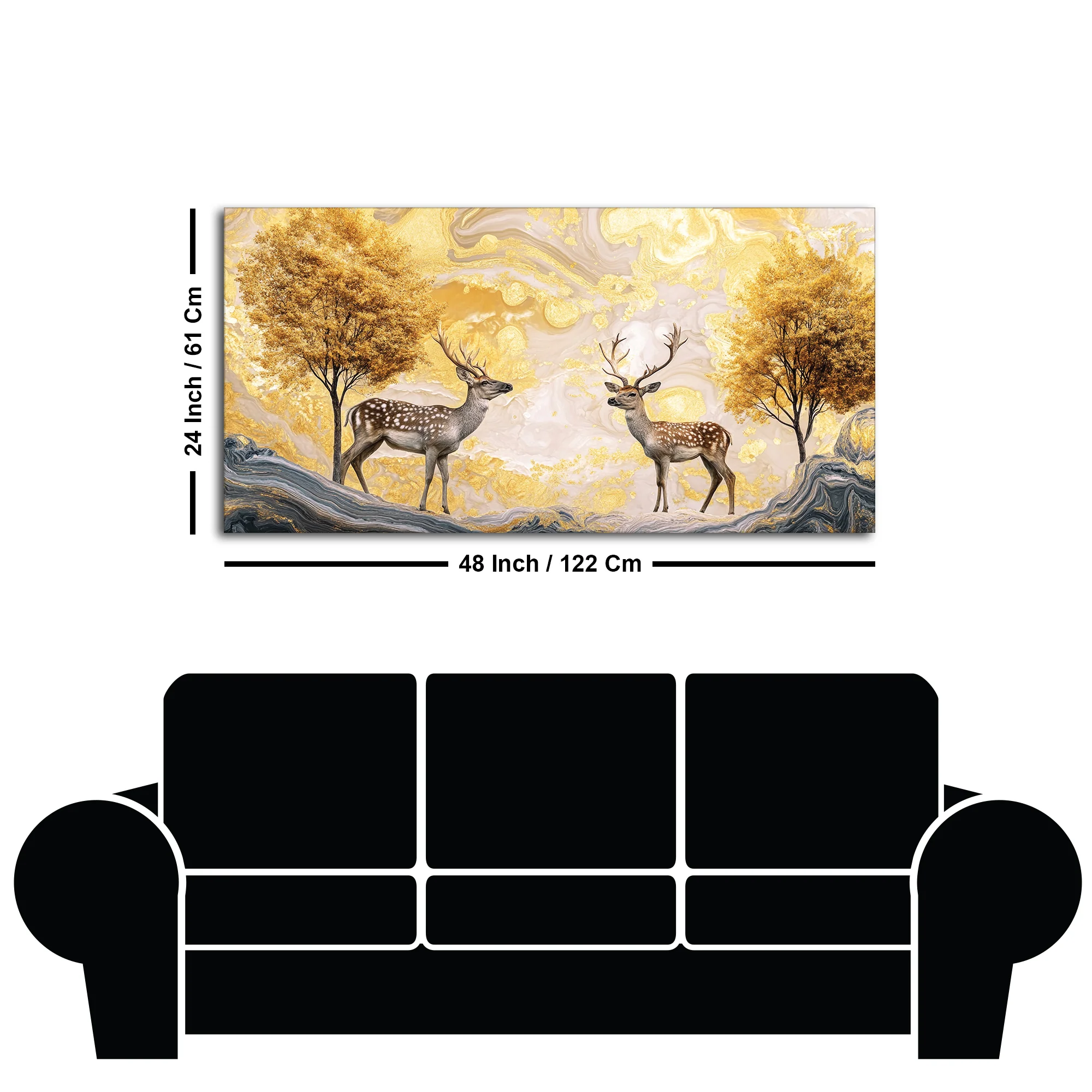 Modern Deer Nature Scenery Art Canvas Wall Painting - Image 7
