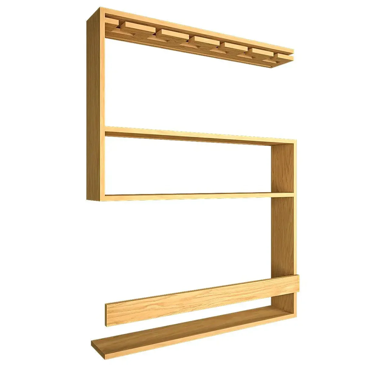 Modern Design Backlit MDF Bar Wall Shelf / Mini Bar Shelf in Light Oak Finish - Image 5