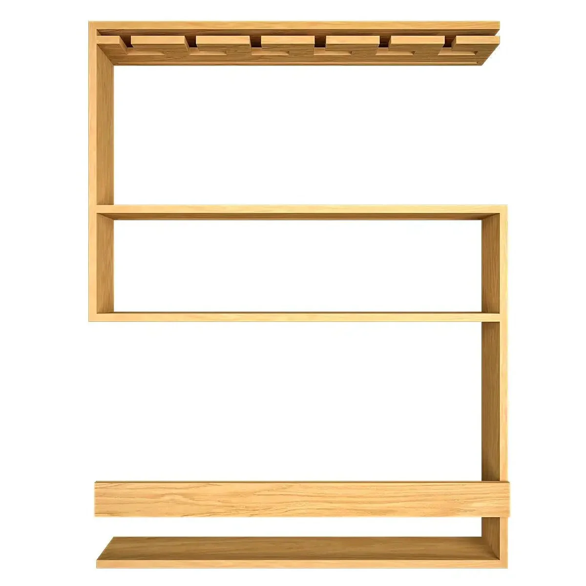 Modern Design Backlit MDF Bar Wall Shelf / Mini Bar Shelf in Light Oak Finish - Image 6