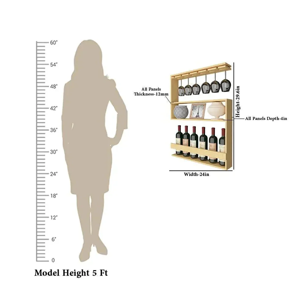Modern Design Backlit MDF Bar Wall Shelf / Mini Bar Shelf in Light Oak Finish - Image 7