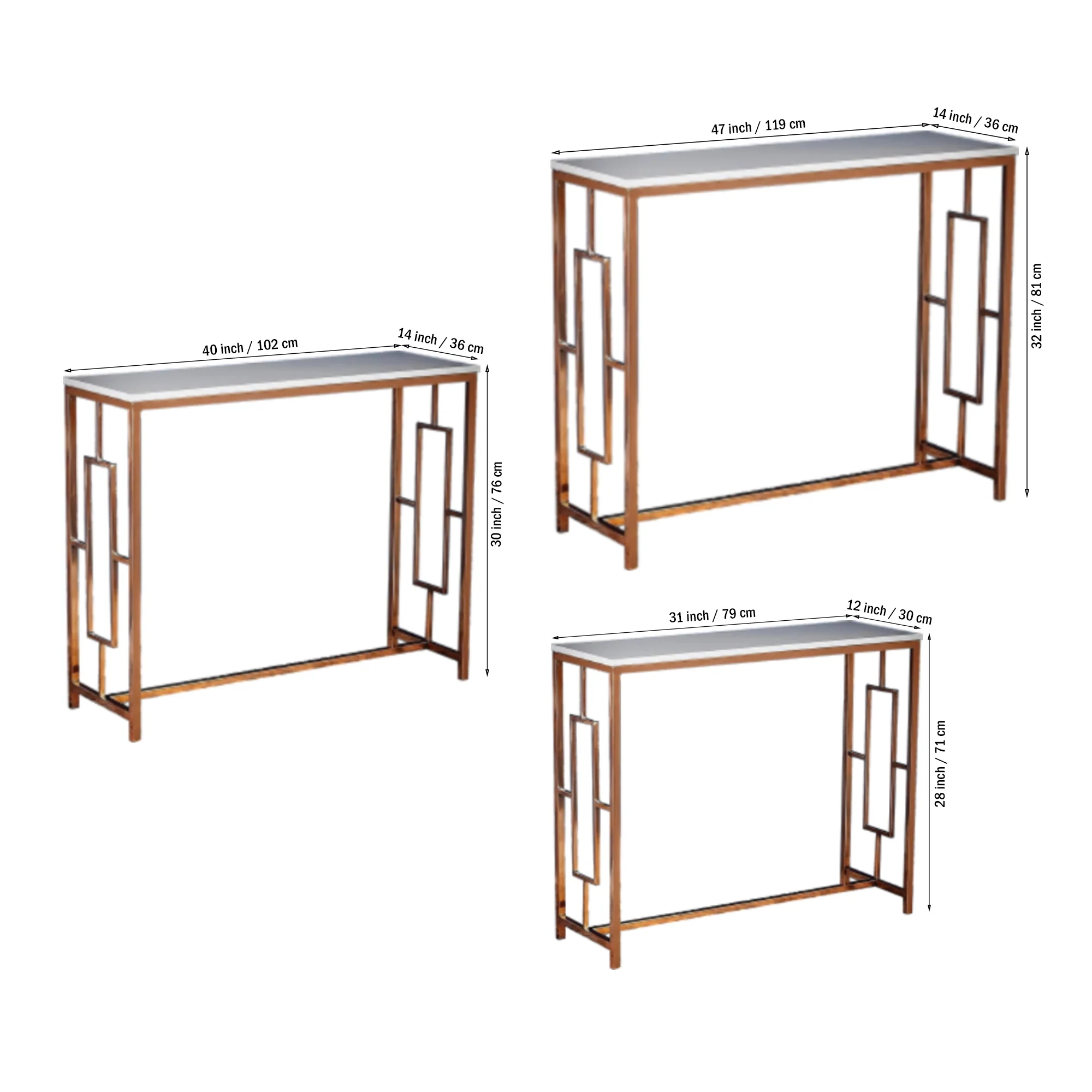 Modern Design Console Table with Copper Metal Finish - Image 6