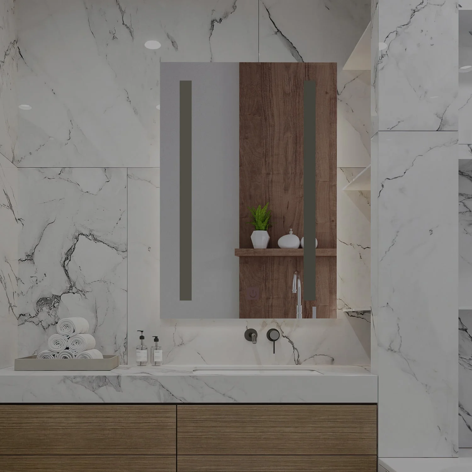 Modern Design LED Rectangular Bathroom Mirror - Image 2