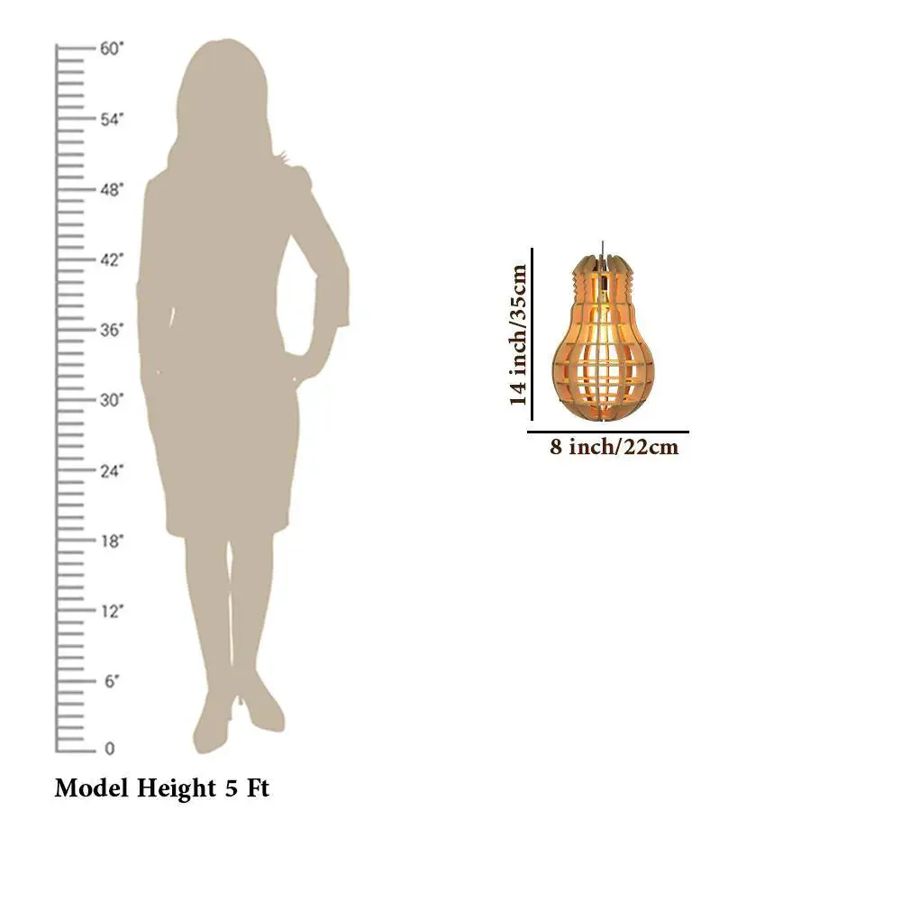 Modern Design Sphere Bulb Wooden Ceiling Lamp For Home Decoration, Living Room - Image 3