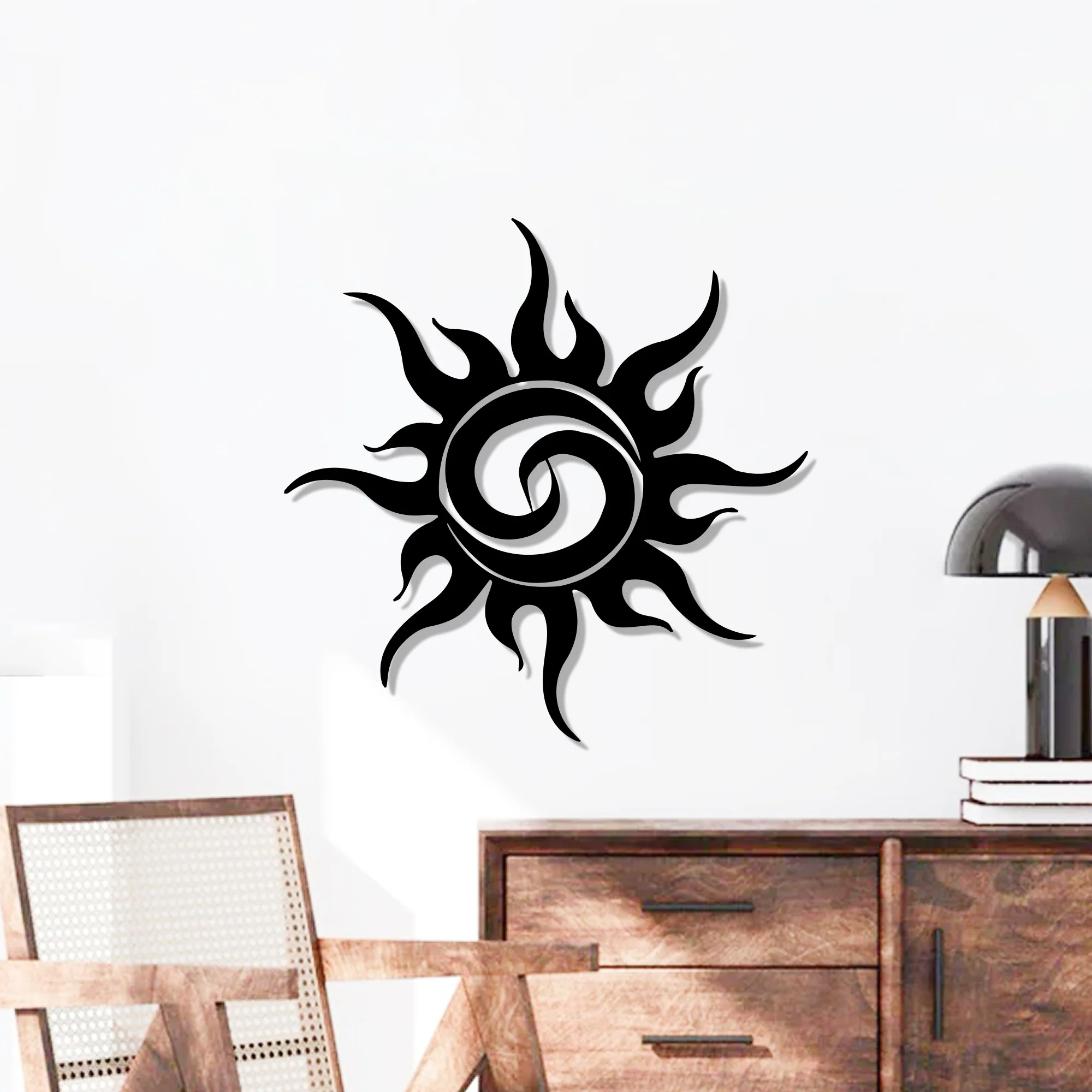 Modern Design Sunburst Silhouette Metal Wall Art Decor - Image 3