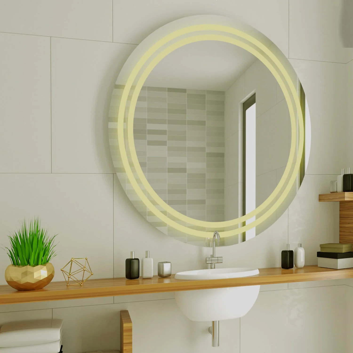 Modern Designed LED Round Shape Bathroom Wall Mirror - Image 3