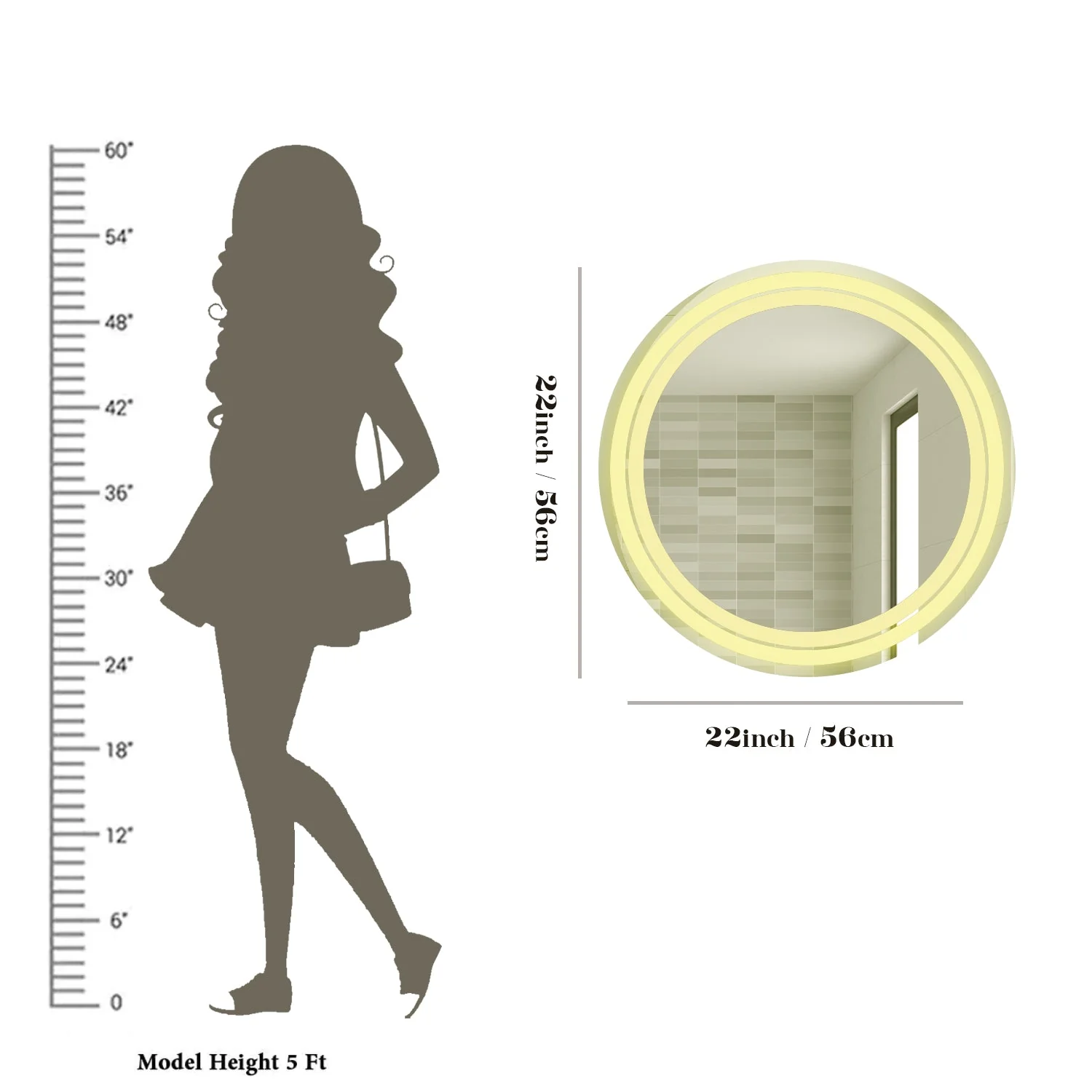 Modern Designed LED Round Shape Bathroom Wall Mirror - Image 4