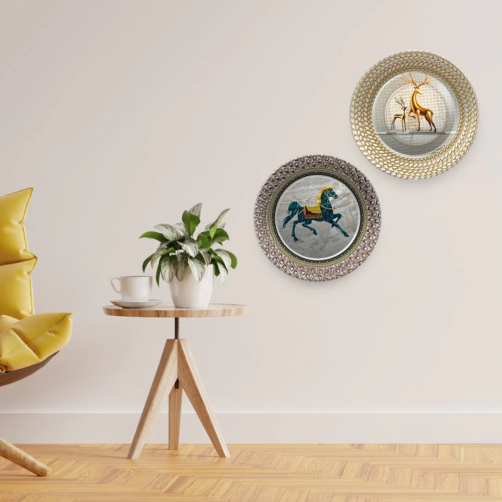 Modern Designer Art of Animals Wall Hanging Plates of Two Pieces - Image 3