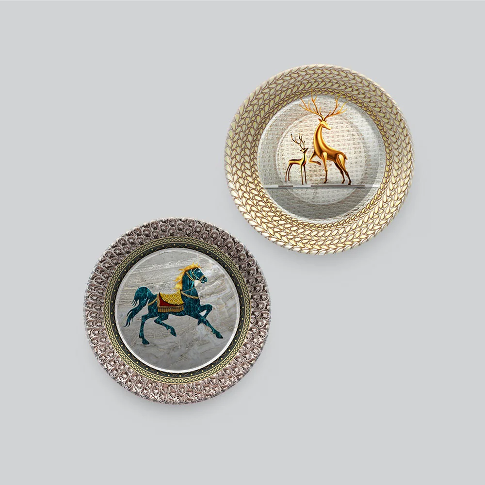 Modern Designer Art of Animals Wall Hanging Plates of Two Pieces - Image 4