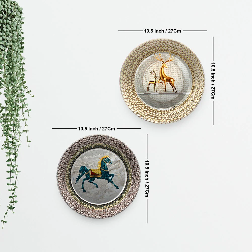Modern Designer Art of Animals Wall Hanging Plates of Two Pieces - Image 6