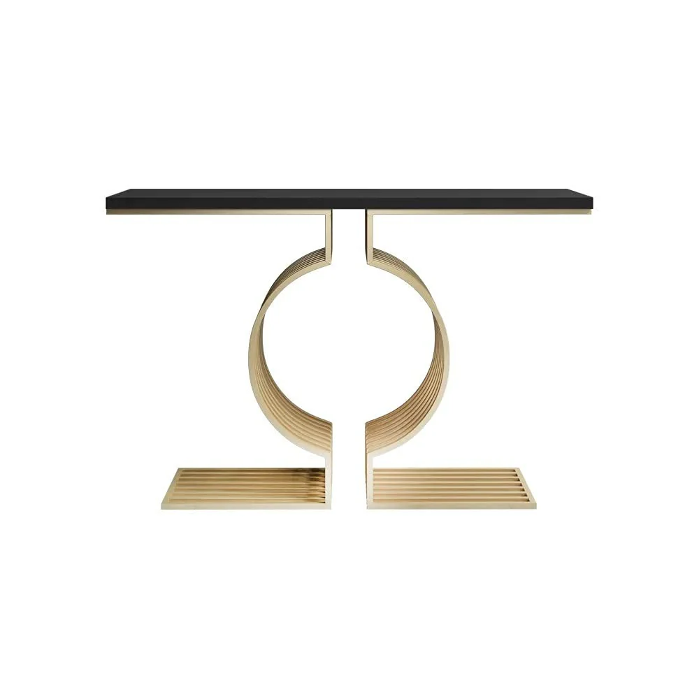 Modern Designer Console Table with Twin Golden Rings - Image 5
