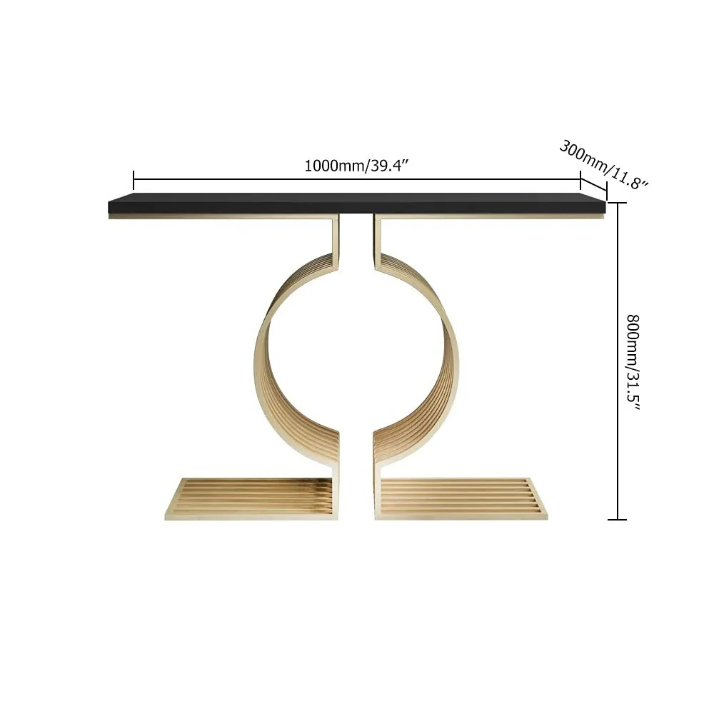 Modern Designer Console Table with Twin Golden Rings - Image 6