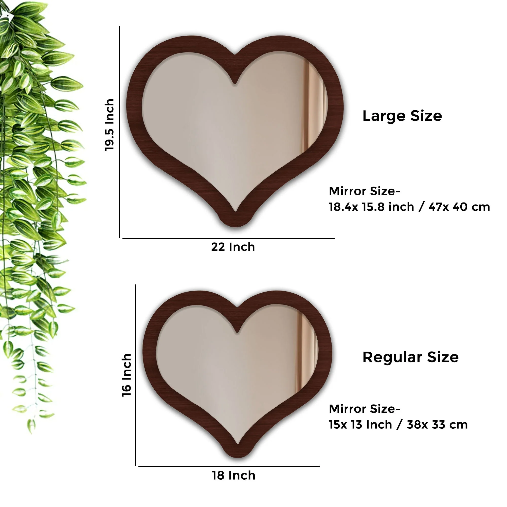 Modern Designer Heart Shape Decorative Wooden Wall Mirror - Image 3