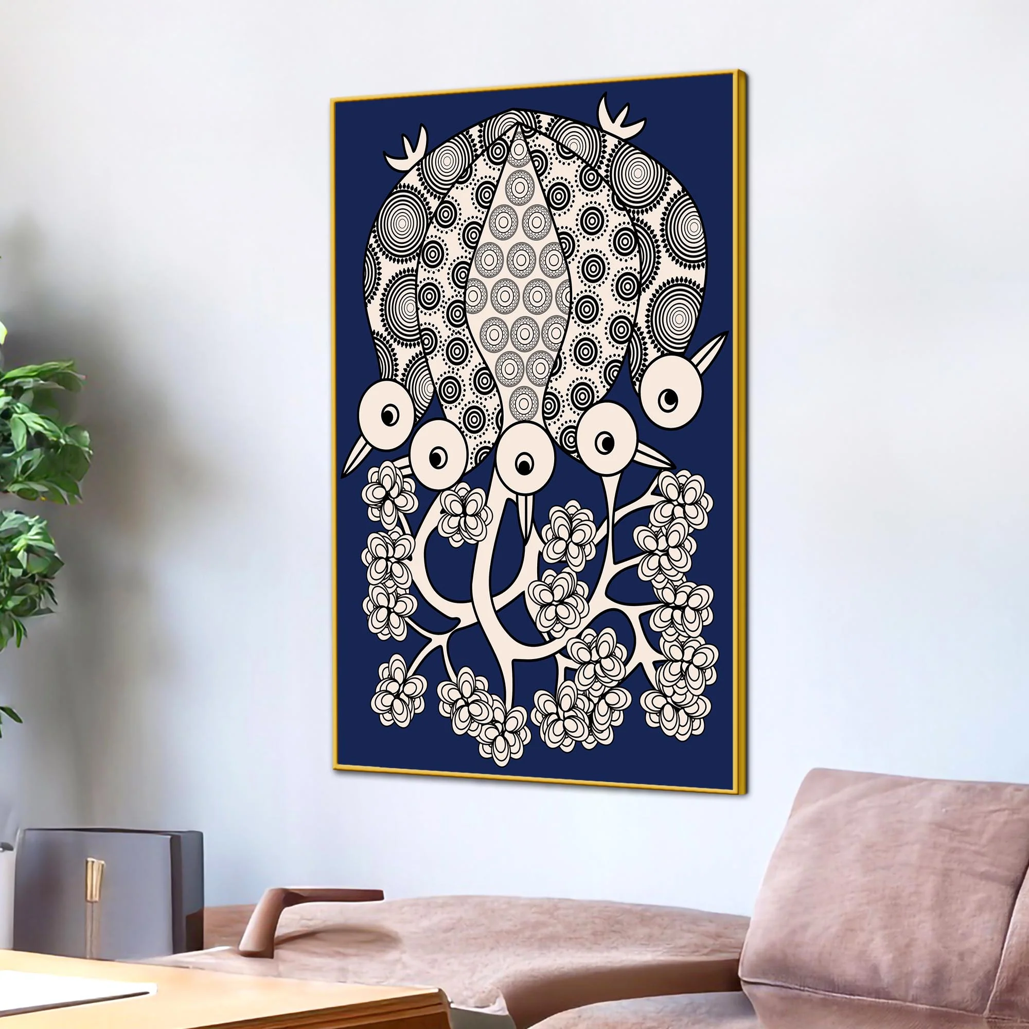 Modern Ethnic Bird Canvas Painting | Decorative Wall Painting - Image 3