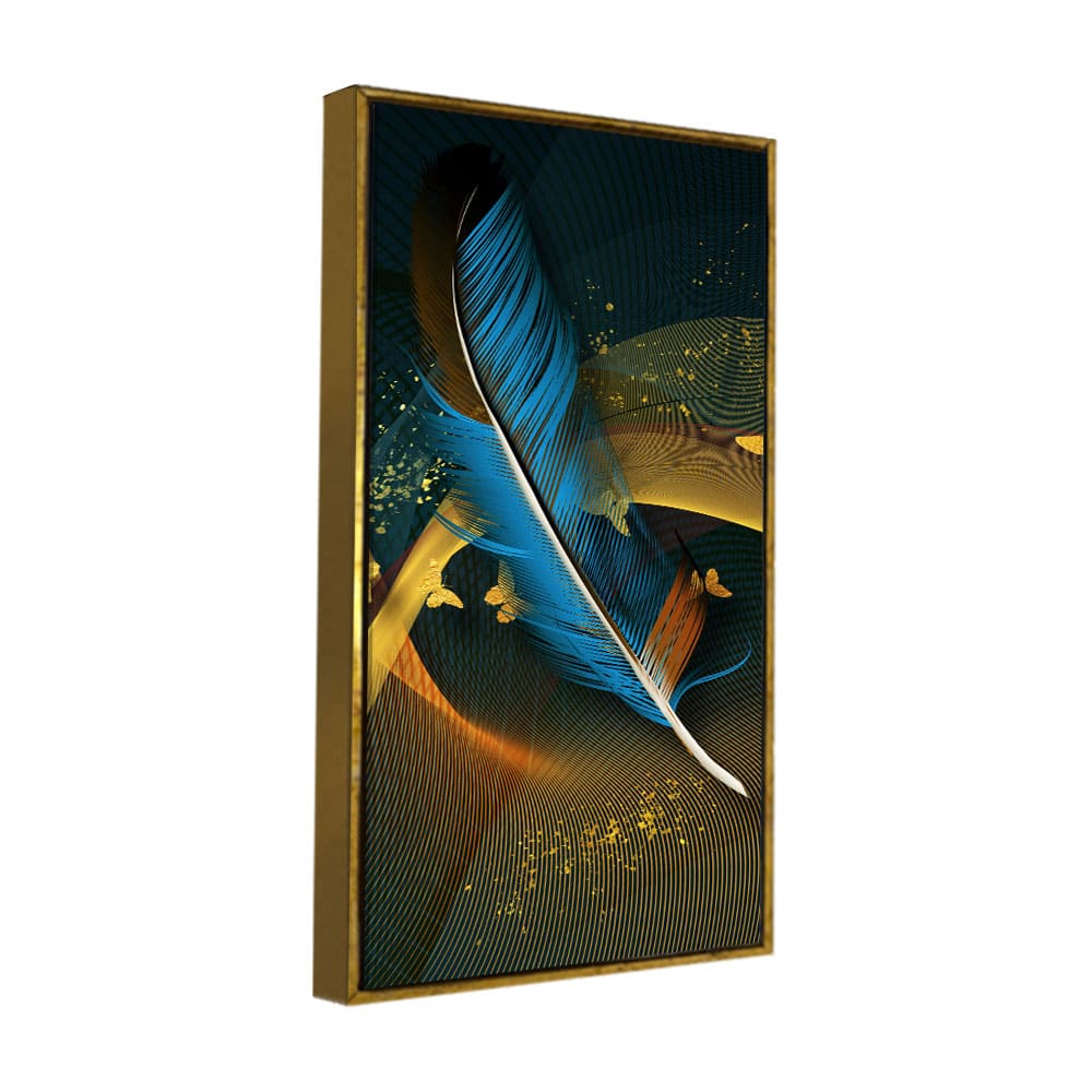 Modern Feathers and Beautiful Butterflies Premium Canvas Wall Painting - Image 5
