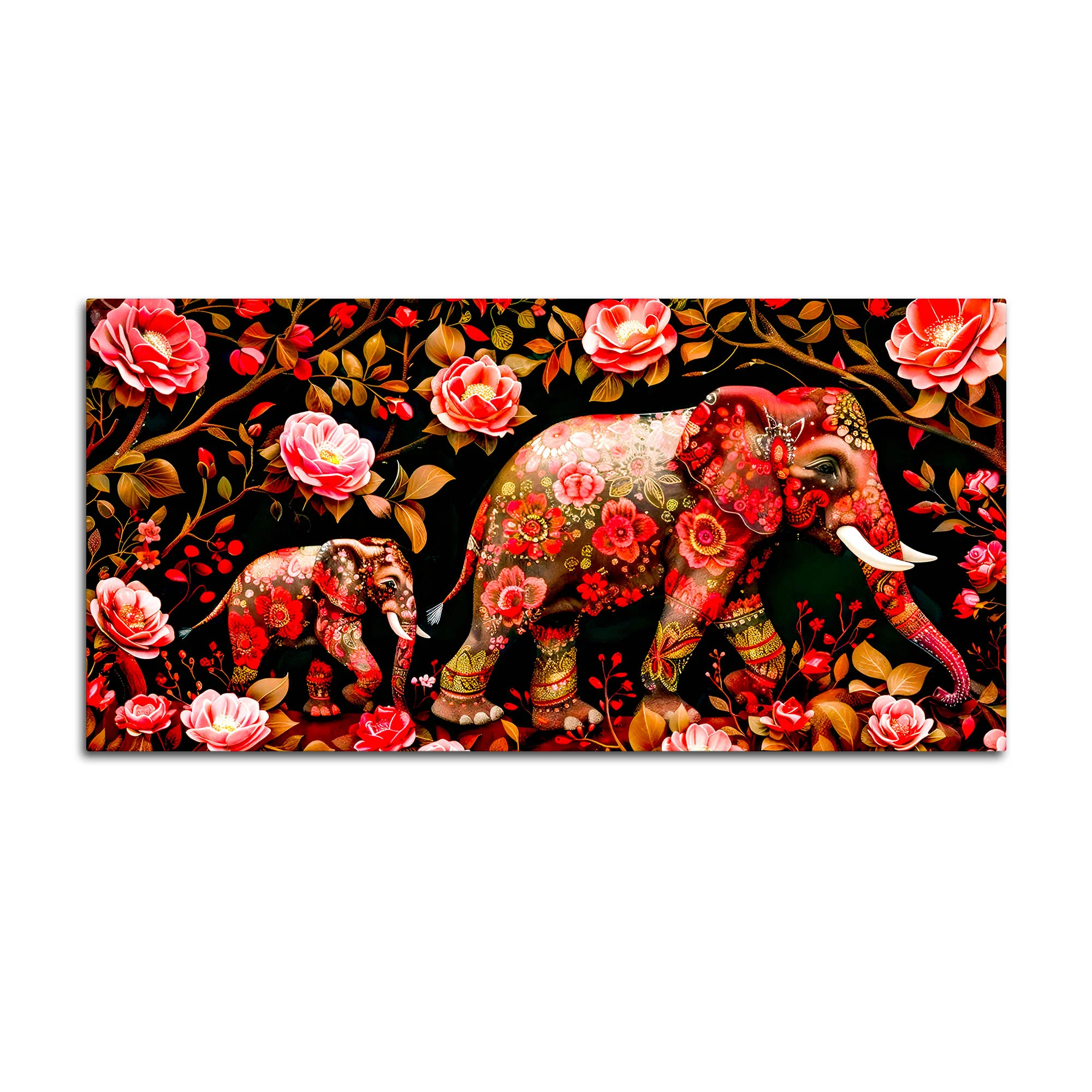 Modern Floral Elephant Wall Décor Painting | Luxury Canvas Home Décor - Image 4