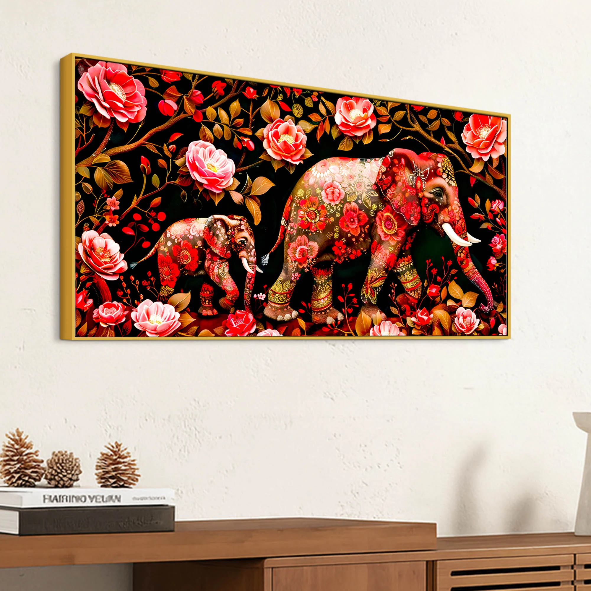 Modern Floral Elephant Wall Décor Painting | Luxury Canvas Home Décor - Image 5