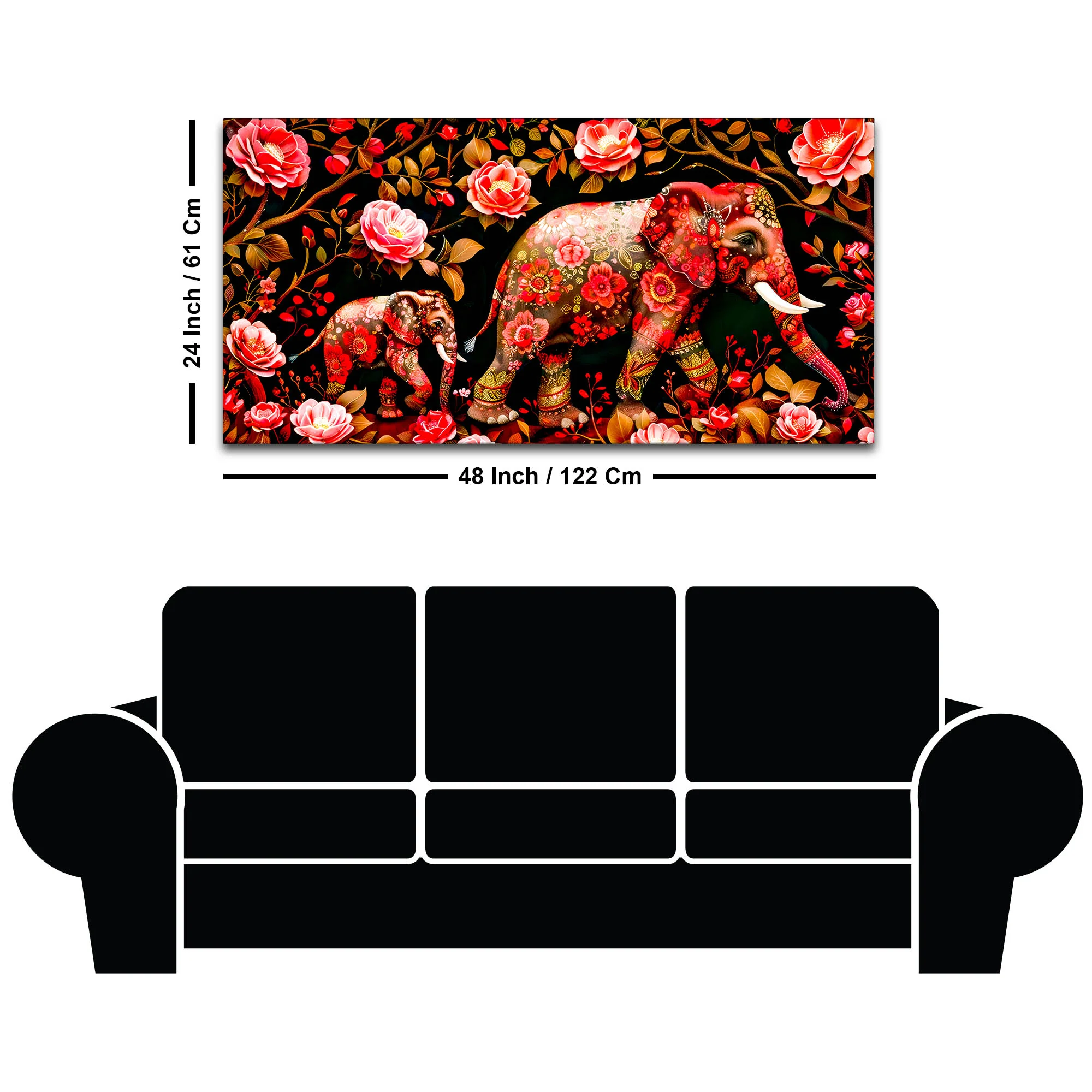 Modern Floral Elephant Wall Décor Painting | Luxury Canvas Home Décor - Image 8
