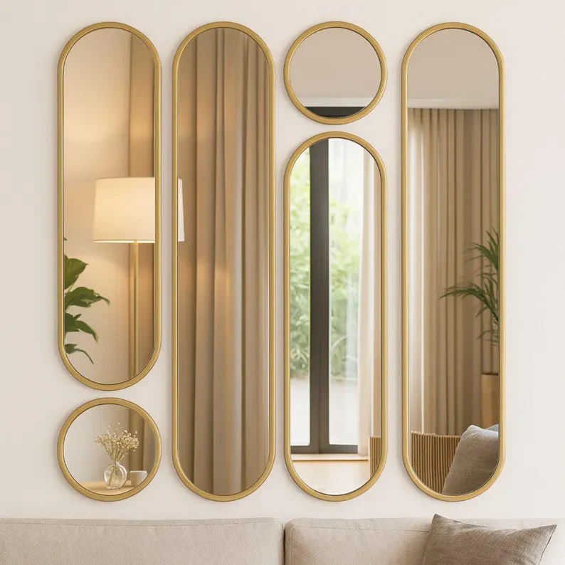 Modern Wall Mirror Set | Metal Frame Mirrors - Image 3