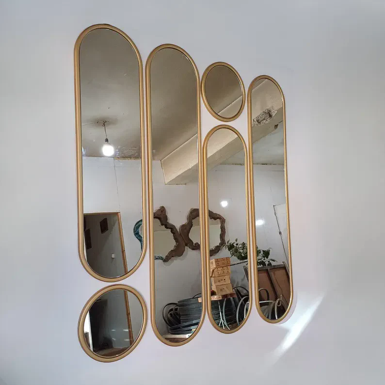 Modern Wall Mirror Set | Metal Frame Mirrors - Image 4