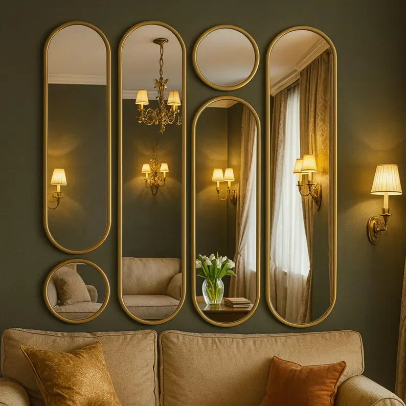 Modern Wall Mirror Set | Metal Frame Mirrors - Image 5