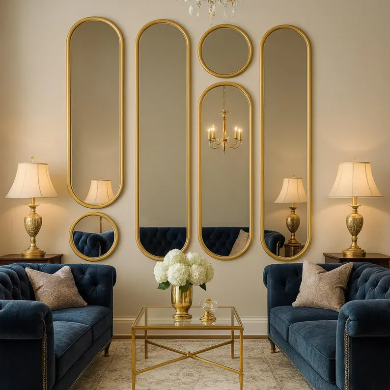 Modern Wall Mirror Set | Metal Frame Mirrors - Image 6