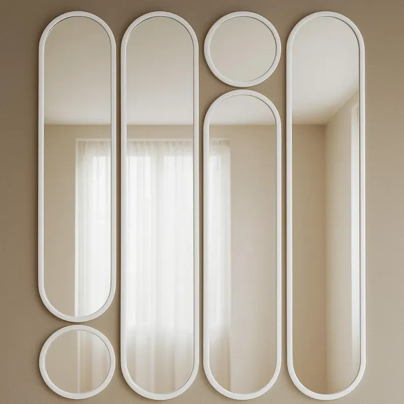 Modern Wall Mirror Set | Metal Frame Mirrors - Image 7