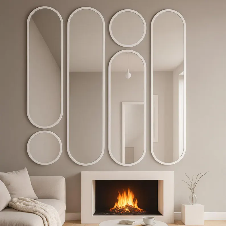 Modern Wall Mirror Set | Metal Frame Mirrors - Image 8
