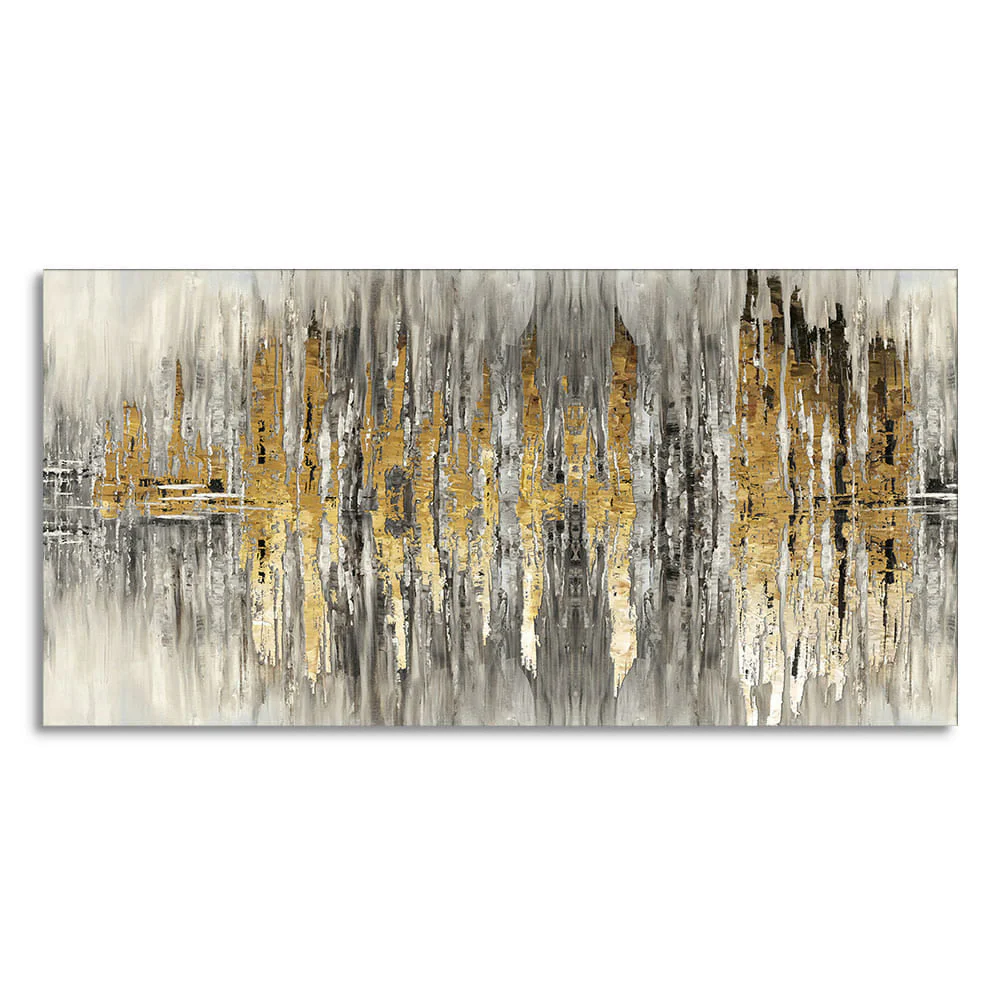Modern Golden Abstract Design Premium Canvas Wall Painting - Image 4