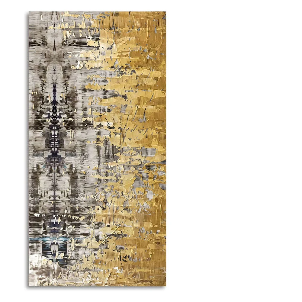 Modern Golden Abstract Textured Art Canvas Wall Painting - Image 4