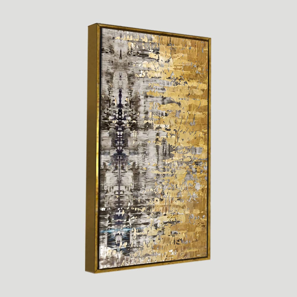 Modern Golden Abstract Textured Art Canvas Wall Painting - Image 5