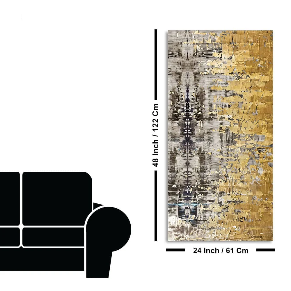 Modern Golden Abstract Textured Art Canvas Wall Painting - Image 7