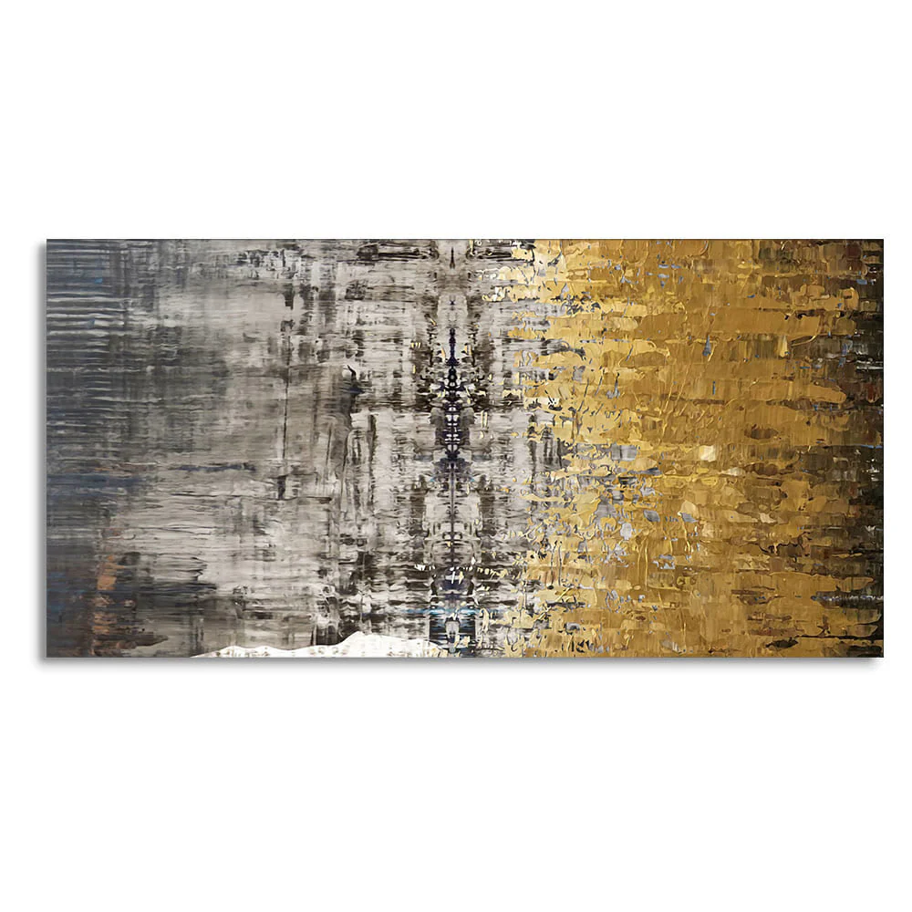 Modern Golden Abstract Textured Premium Canvas Wall Painting - Image 4