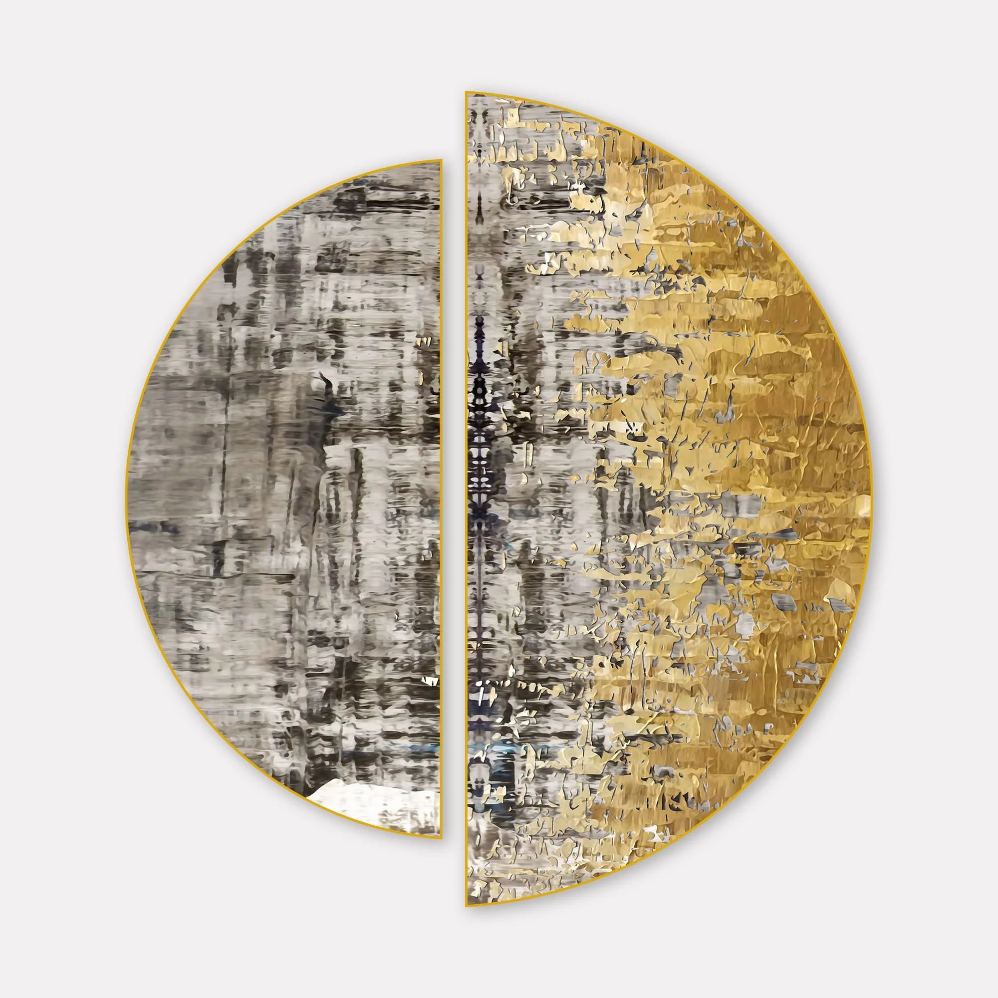 Modern Golden Abstract Textured Semi Circle Frames Set Of 2 - Image 2