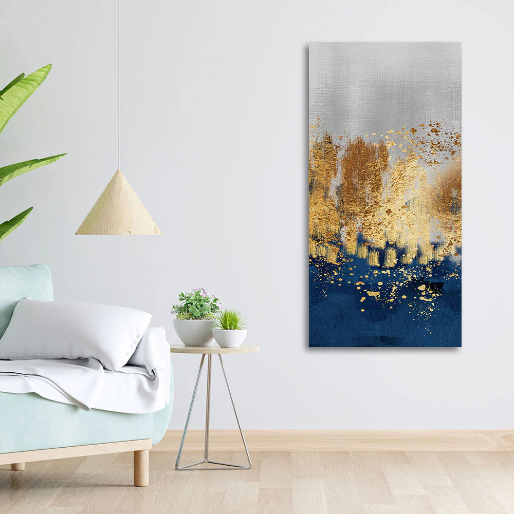 Modern Golden Art Textured Design Canvas Wall Painting - Image 2
