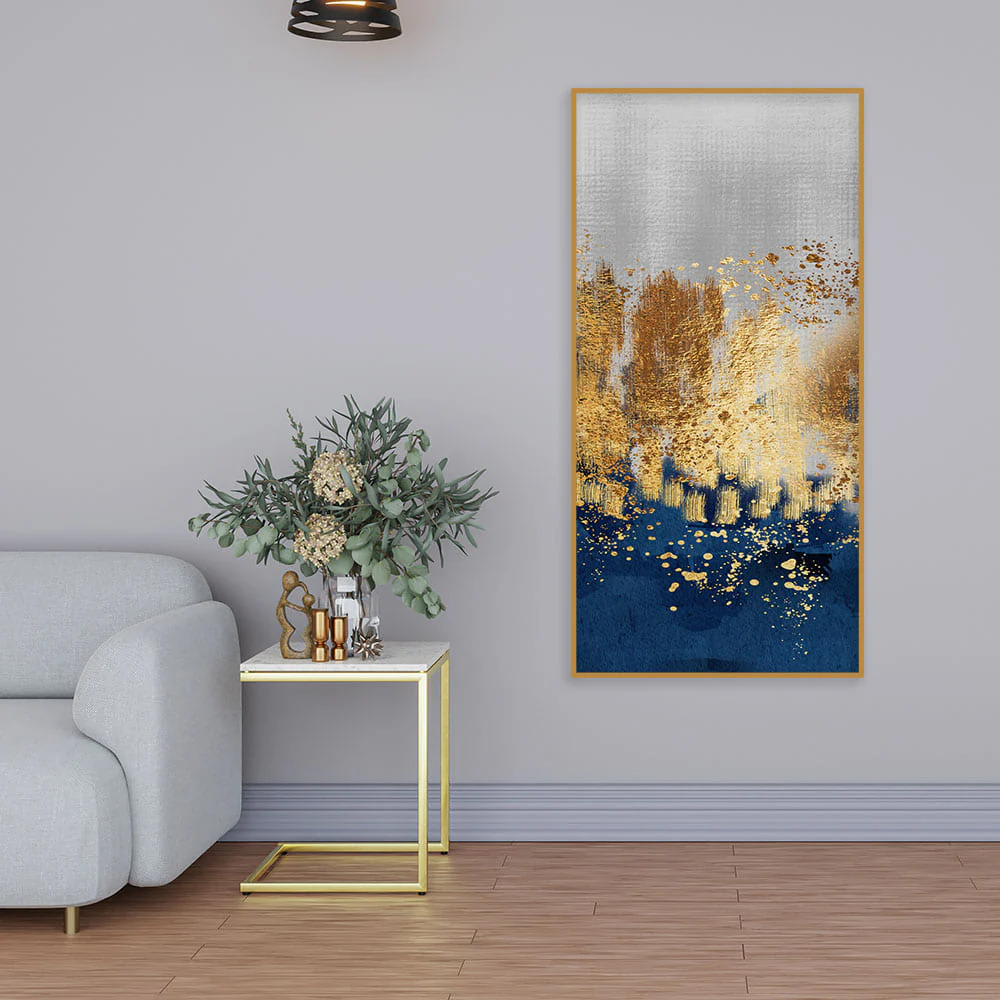 Modern Golden Art Textured Design Canvas Wall Painting - Image 3
