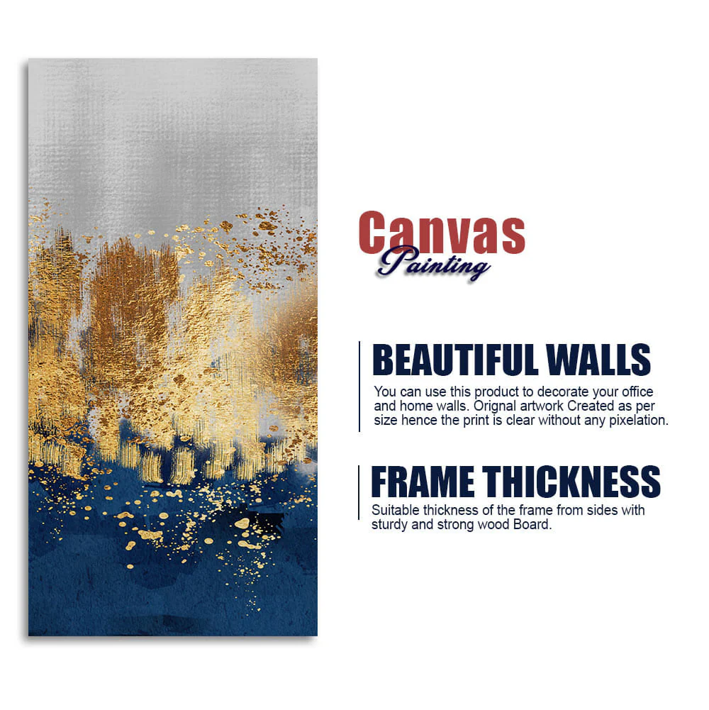 Modern Golden Art Textured Design Canvas Wall Painting - Image 6