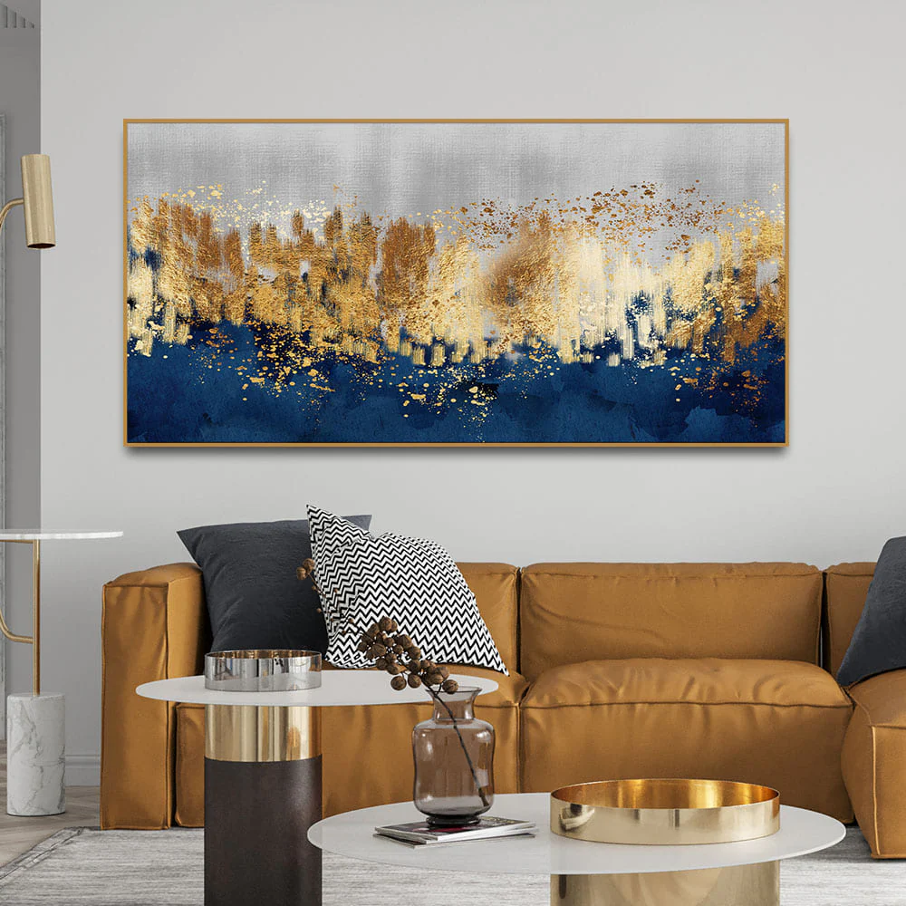 Modern Golden Art Textured Design Premium Canvas Wall Painting - Image 3