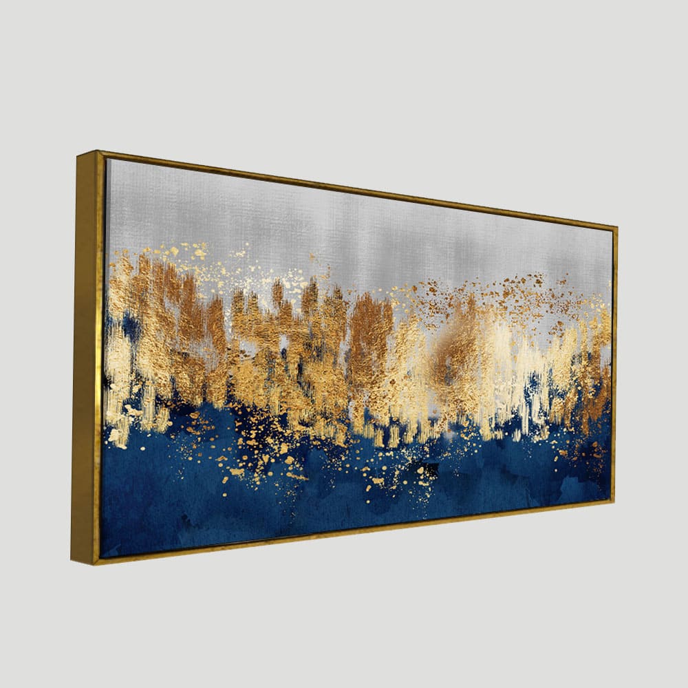 Modern Golden Art Textured Design Premium Canvas Wall Painting - Image 5
