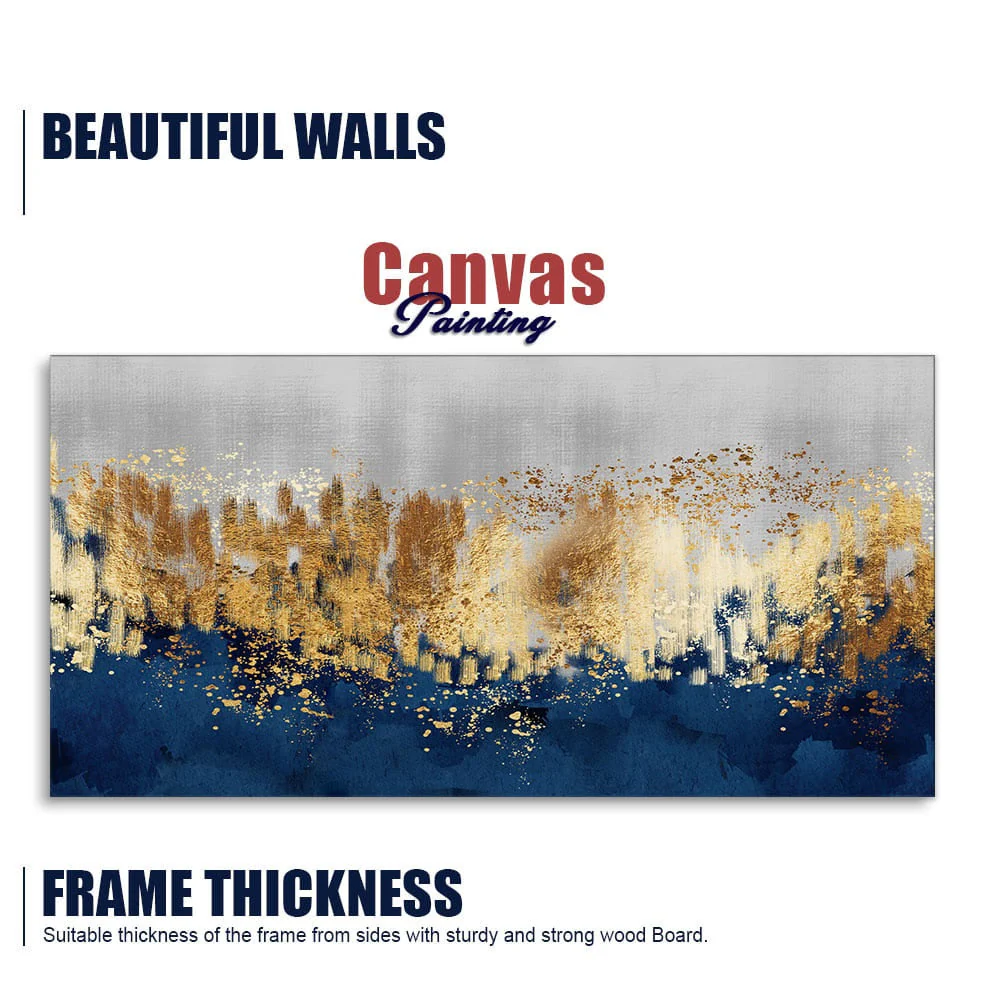 Modern Golden Art Textured Design Premium Canvas Wall Painting - Image 6