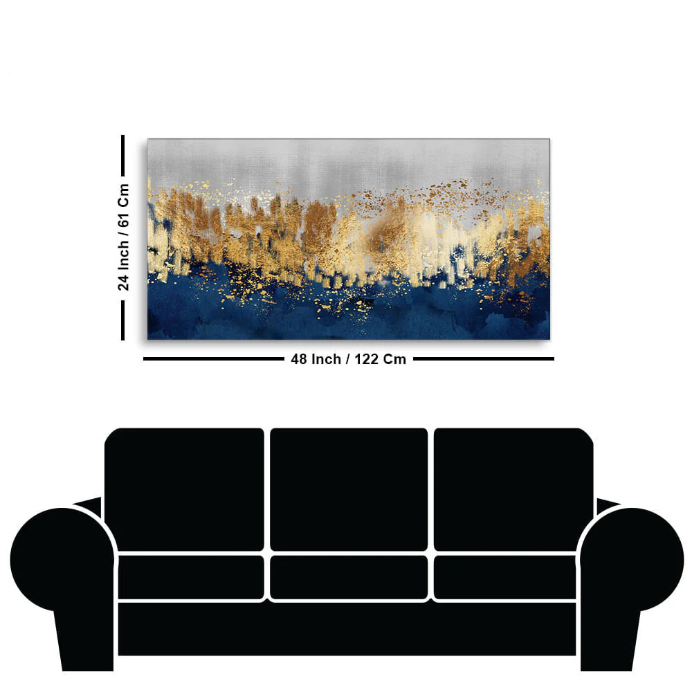 Modern Golden Art Textured Design Premium Canvas Wall Painting - Image 7