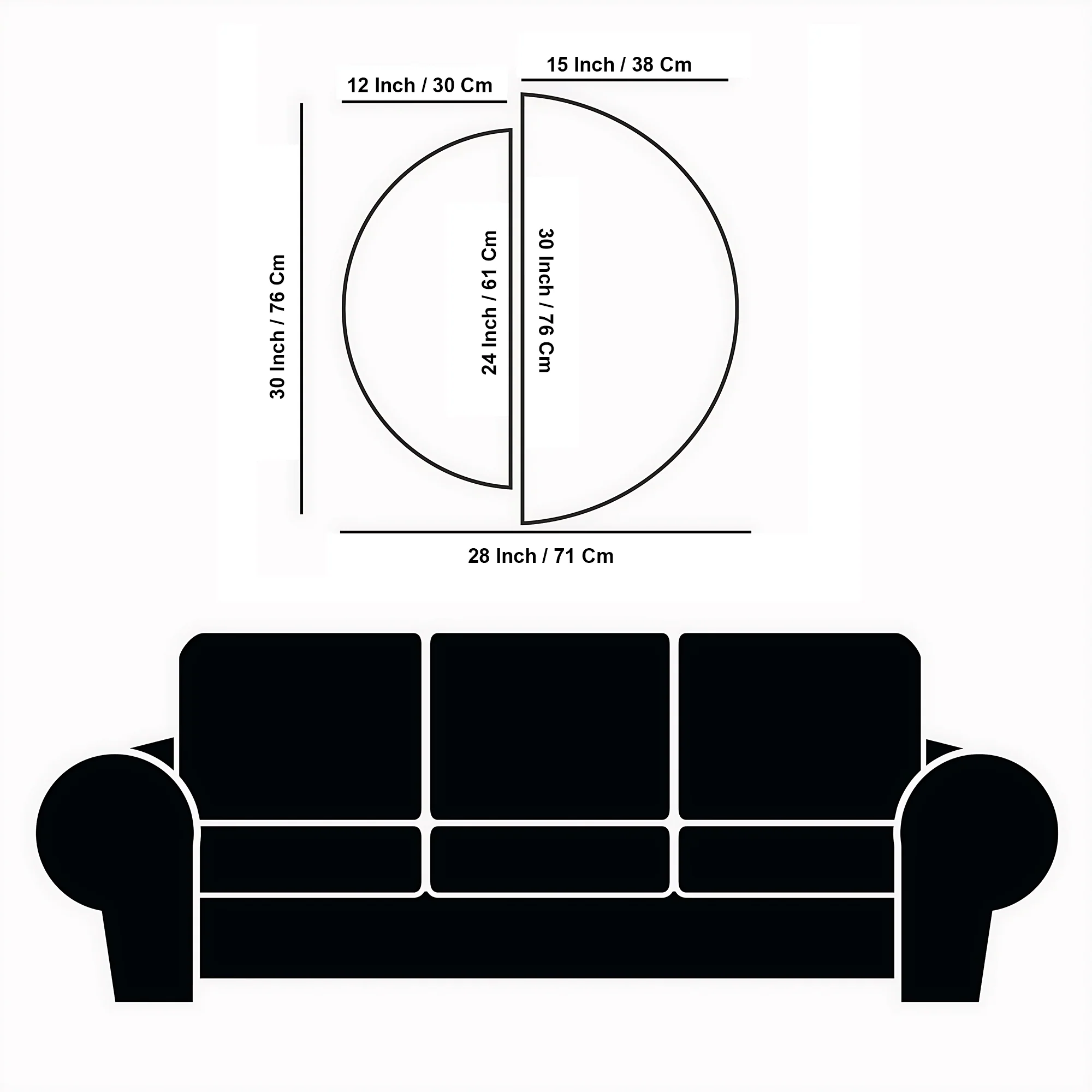 Modern Golden Art Textured Design Semi Circle Frames Set Of 2 - Image 3