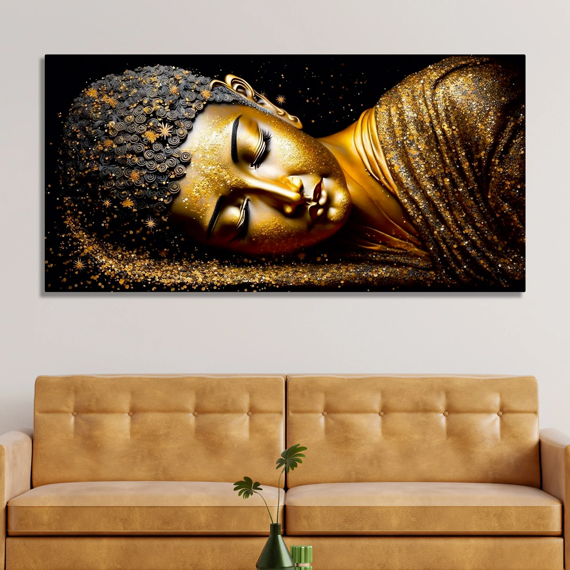 Modern Golden Buddha Statue Premium Canvas Wall Painting - Image 3
