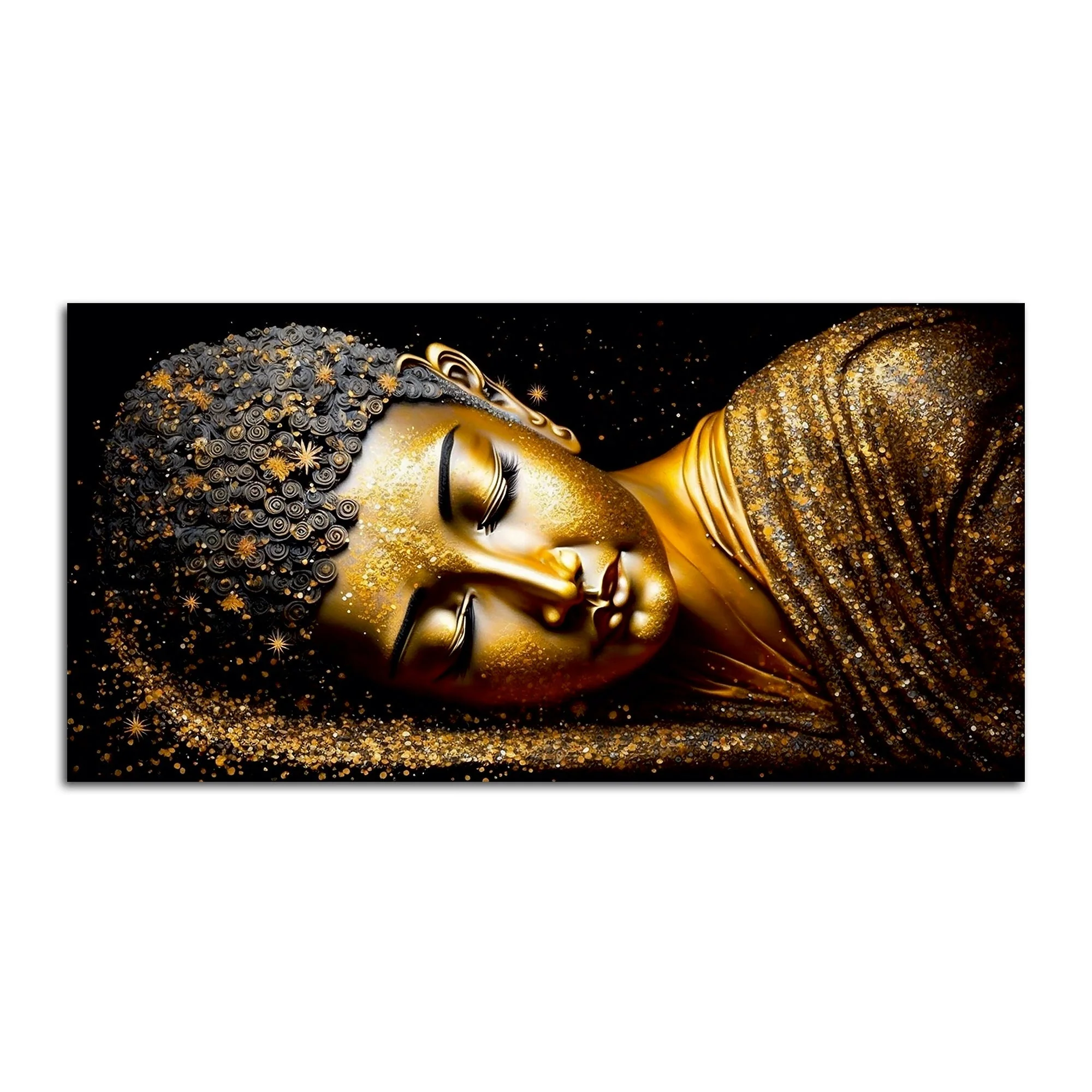 Modern Golden Buddha Statue Premium Canvas Wall Painting - Image 4