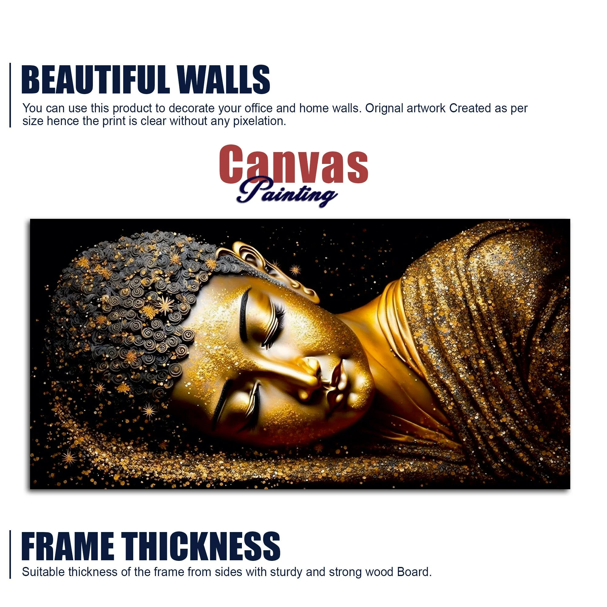 Modern Golden Buddha Statue Premium Canvas Wall Painting - Image 6