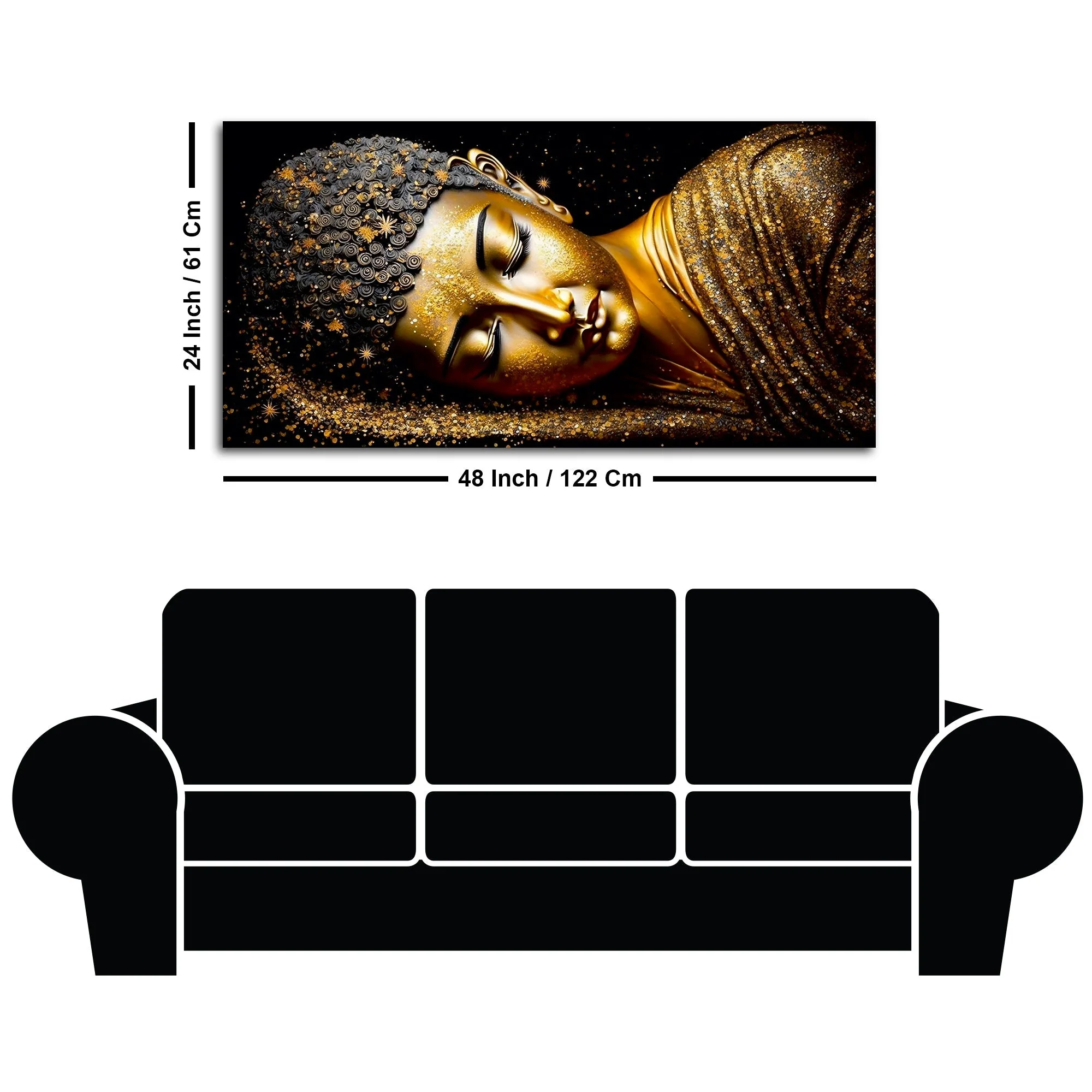 Modern Golden Buddha Statue Premium Canvas Wall Painting - Image 7