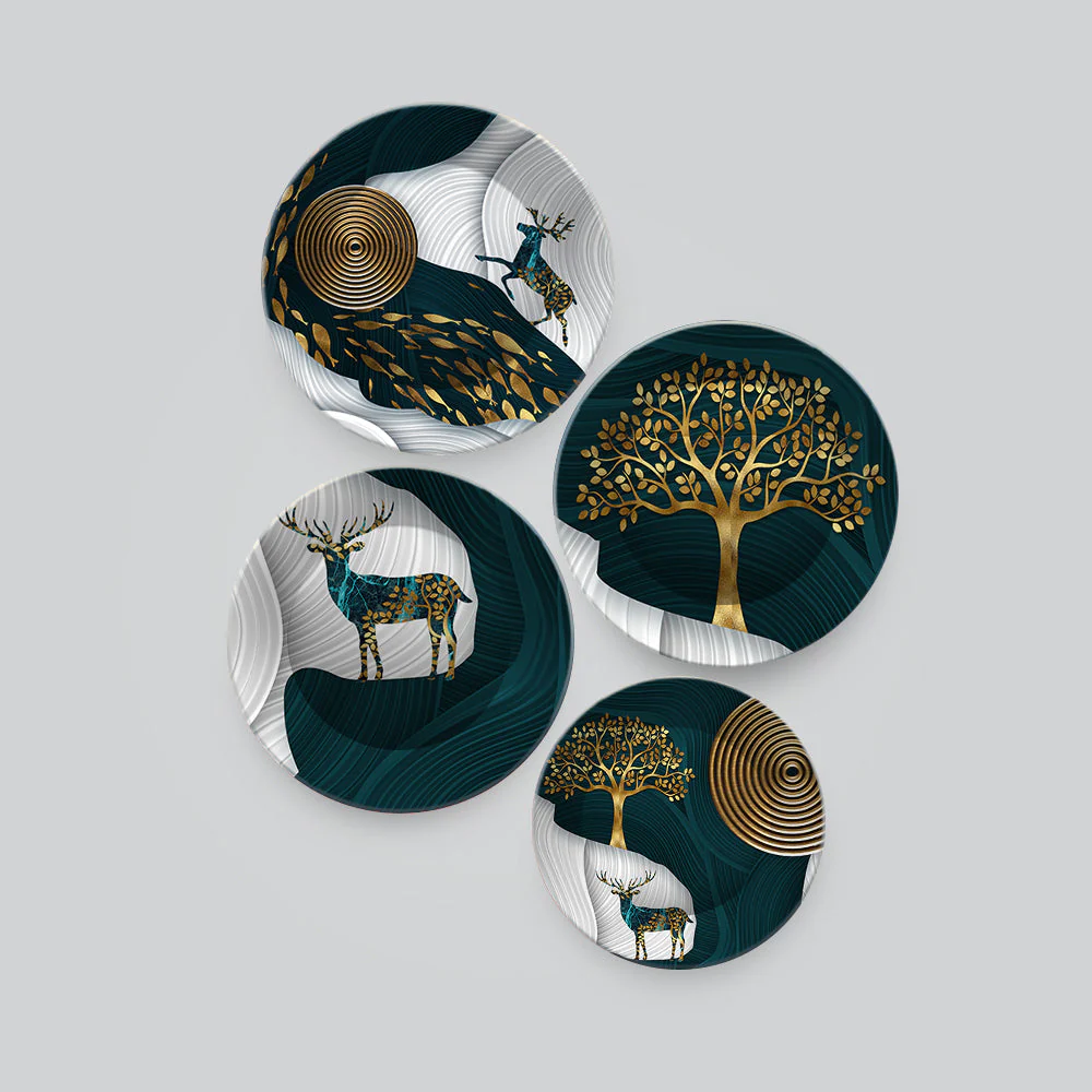 Modern Golden Tree Art Painting Set of Four - Image 4