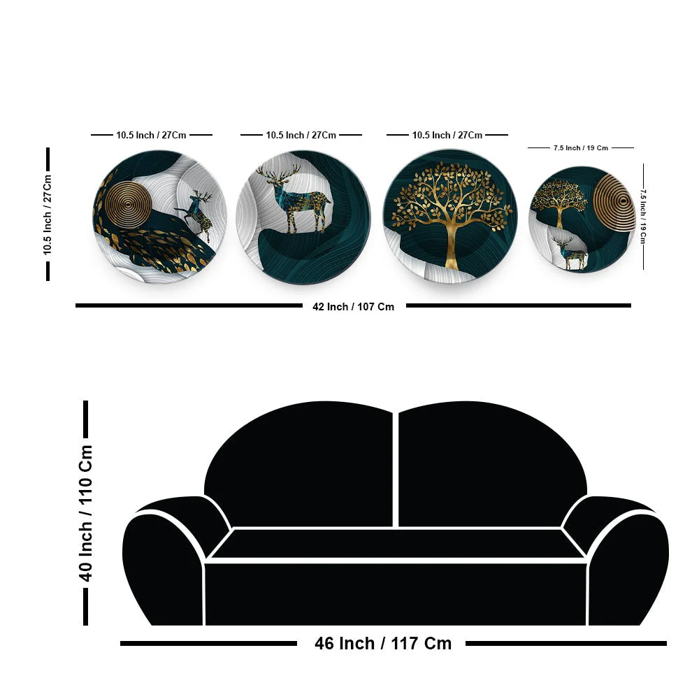 Modern Golden Tree Art Painting Set of Four - Image 6