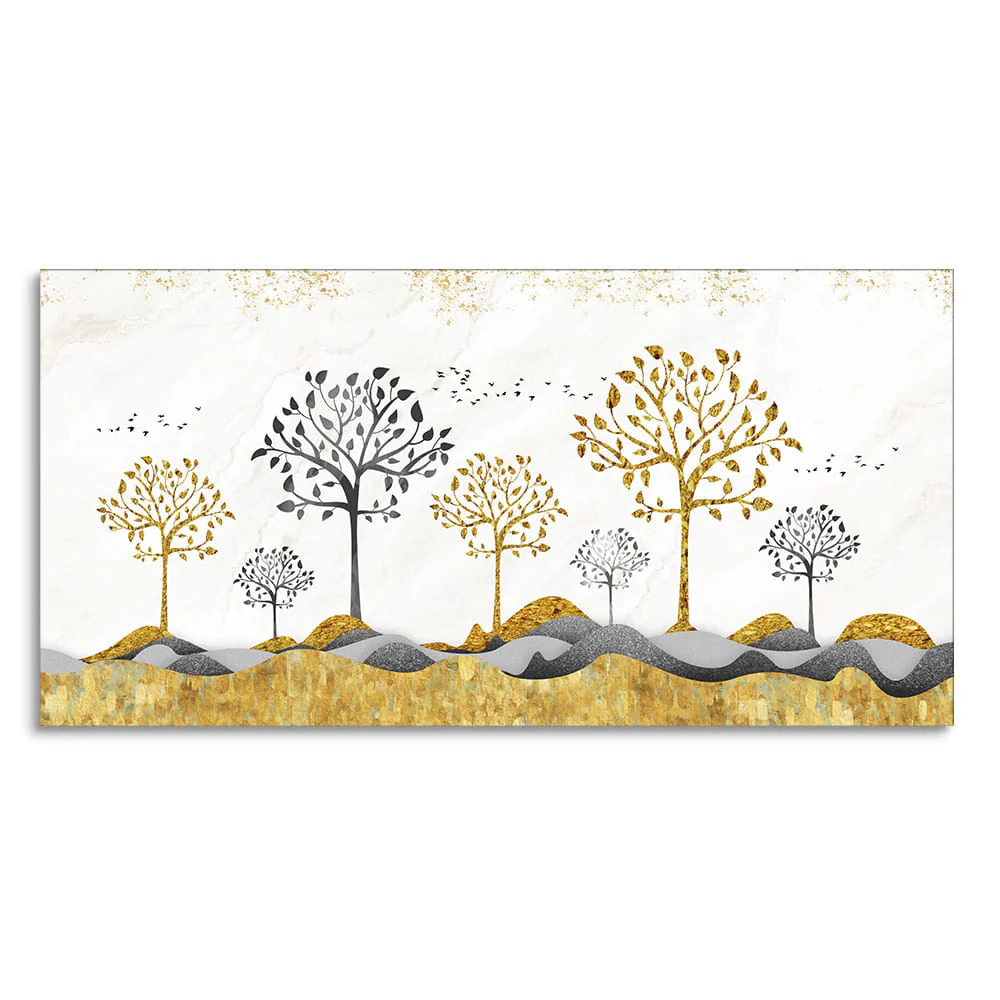 Modern Golden Tree Art Premium Canvas Wall Painting - Image 4
