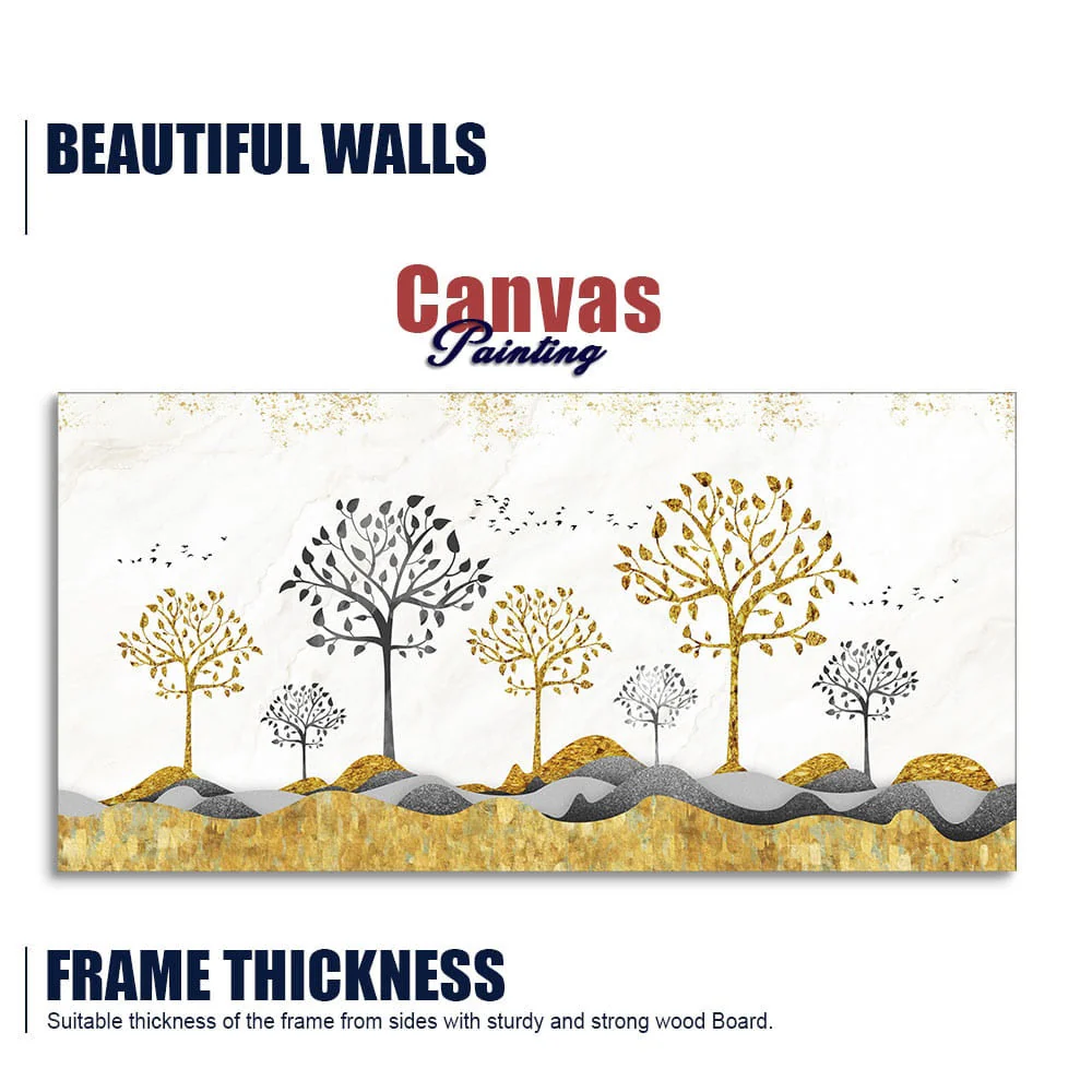 Modern Golden Tree Art Premium Canvas Wall Painting - Image 5